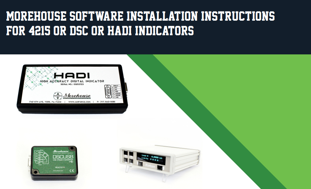 Morehouse Software Installation Instructions for DSC, 4215, and HADI
