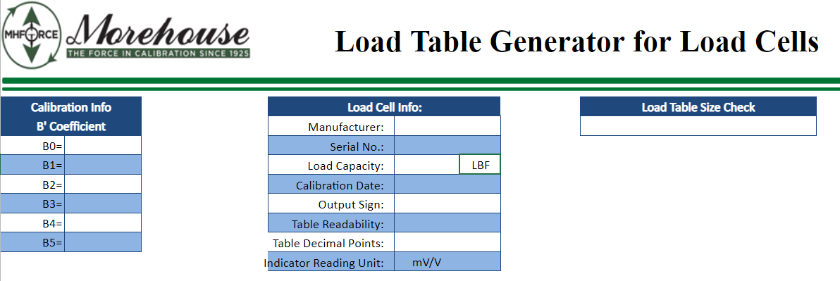 Load Cells Load Tables