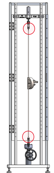 Figure 7: The Morehouse Cable Tensiometer Machine (PCM-2MD-T1) has two fixed points.