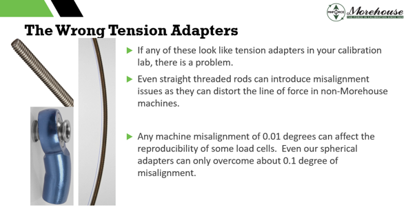 Common tension force calibration setups: let the load find its own axis