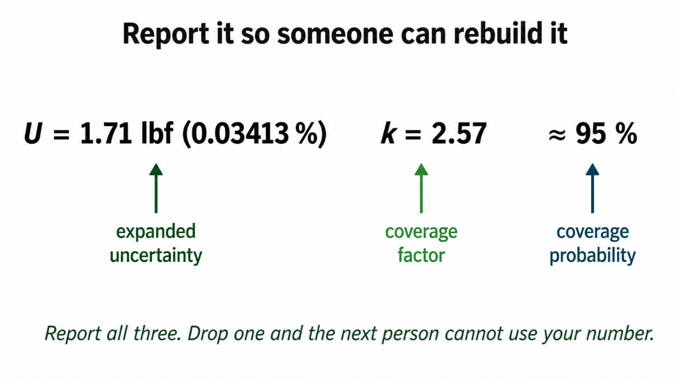 The GUM in Plain English, Part 7 of 7: Uncertainty Budget: Report It So a Stranger Can Check You