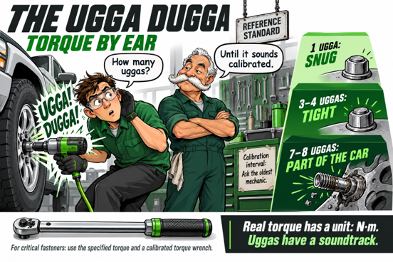 Figure 8. The ugga dugga scale, as taught on the shop floor. Real torque has a unit: N·m (n = 1 impact wrench).