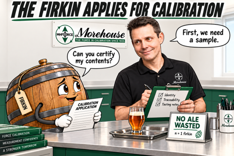 Figure 9. The firkin applies for calibration. Original cartoon featuring a technician who looks suspiciously like the author if the author were a vampire; no ale was wasted (n = 1 firkin).